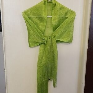 Elegant Lime Green Fringe Scarf